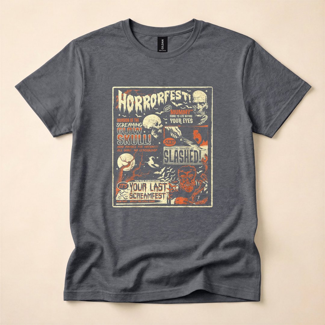 Vintage Horrorfest Terror Movie Poster Halloween T-Shirt - photo 4