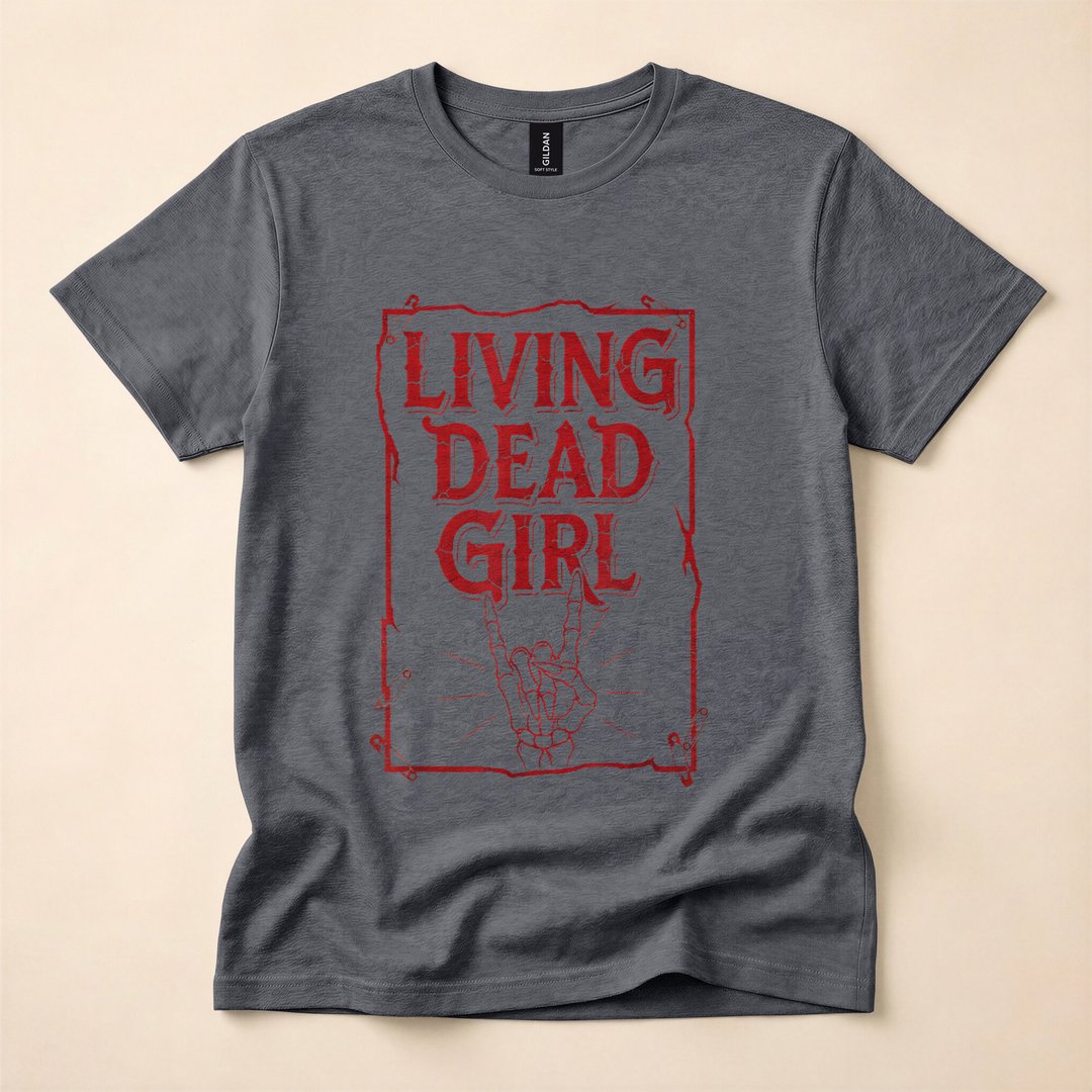 Living Dead Girl Vintage Zombie Rock Halloween T-Shirt - photo 4