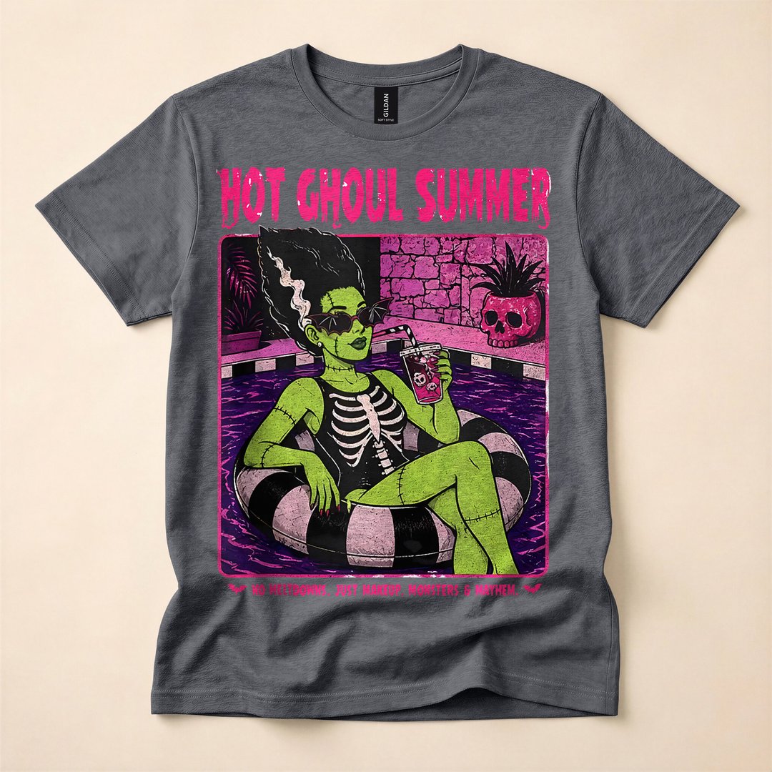 Retro Bride of Frankenstein Hot Ghoul Summer T-Shirt - photo 4