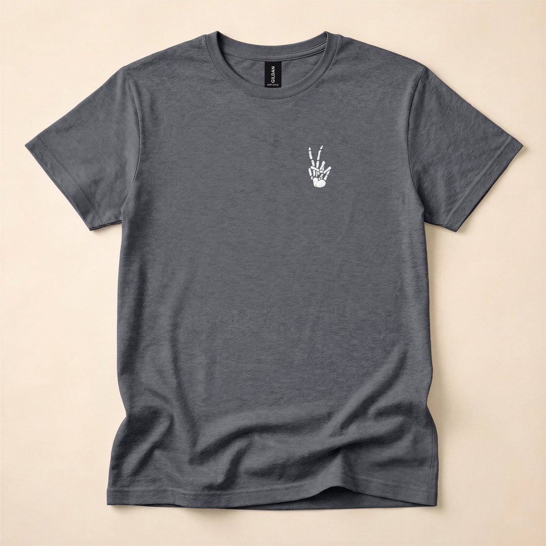 Skeleton Hand Peace Sign Bones Halloween T-Shirt - photo 4