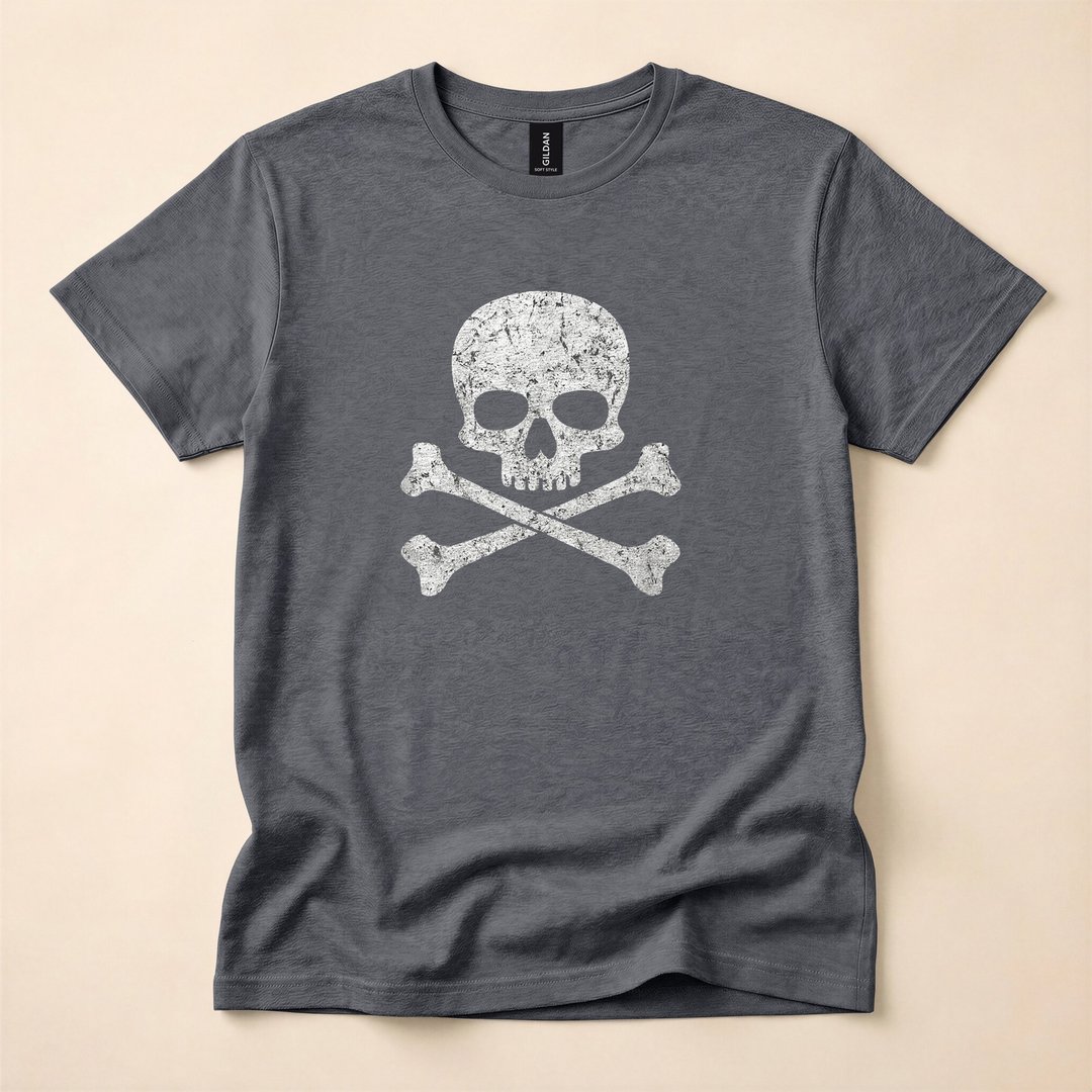 Skull and Crossbones Jolly Roger Skeleton Halloween T-Shirt - photo 4