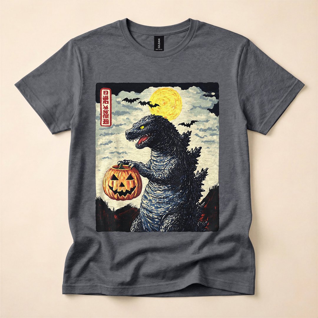 Vintage Japanese Monster Trick or Treat Pumpkin T-Shirt - photo 4