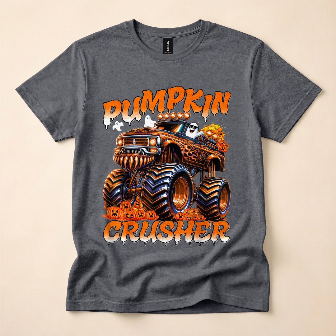 Pumpkin Crusher Monster Truck Halloween Boys T-Shirt - photo 4