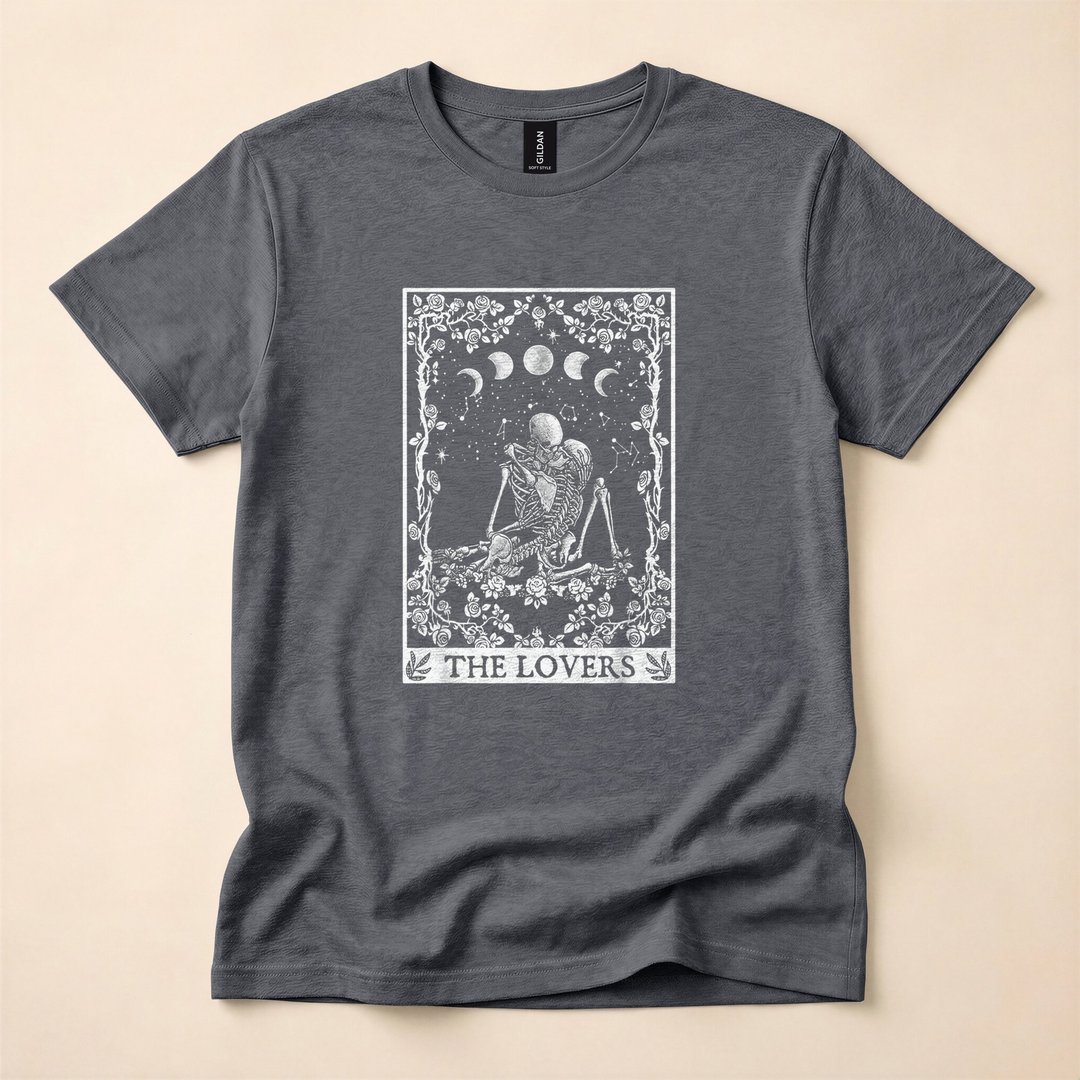 Celestial Skeleton The Lovers Tarot Moon T-Shirt - photo 4