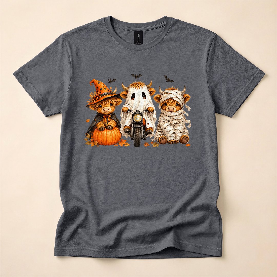 Spooky Highland Cow Fall Halloween T-Shirt - photo 4