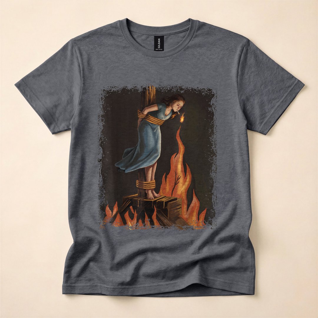 Occult Witch Lighting Flames Feminist T-Shirt - photo 4