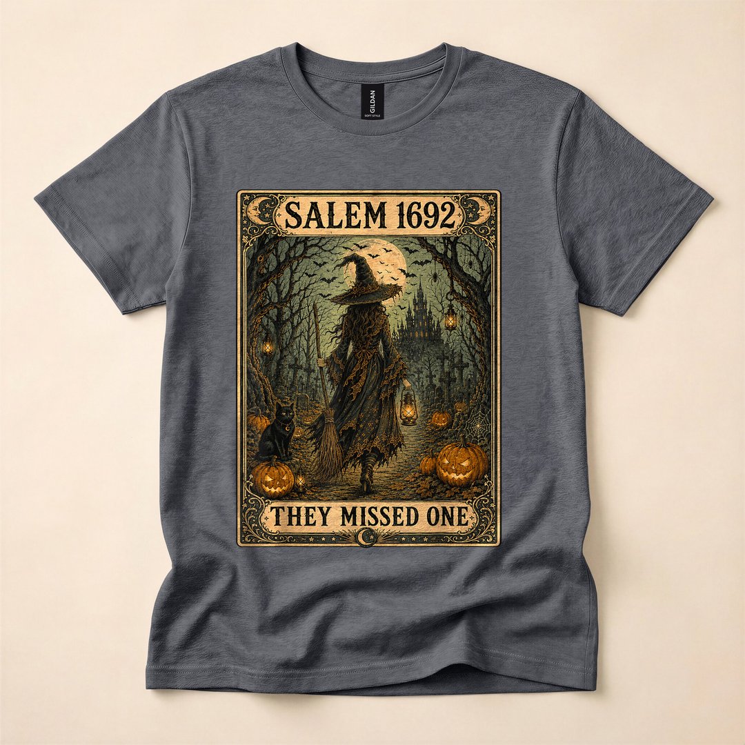 Salem 1692 They Missed One Tarot Card Witch Halloween T-Shirt - photo 4