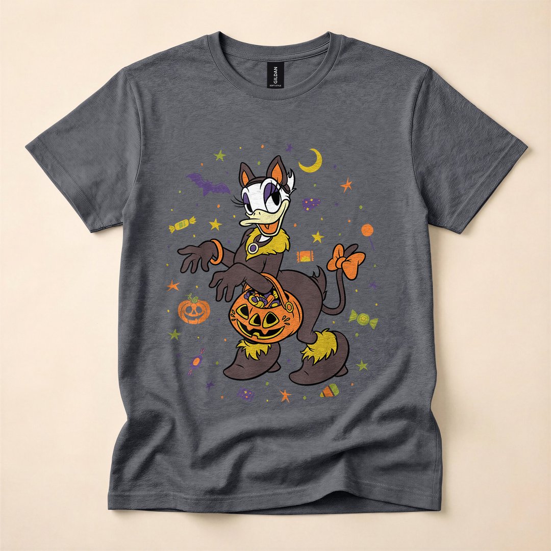 Disney Daisy Duck Black Cat Trick-or-Treat Halloween T-Shirt - photo 4