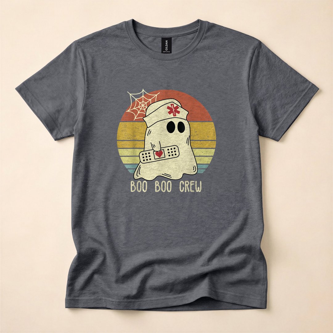 Boo Boo Crew Funny Ghost Nurse Halloween T-Shirt - photo 4