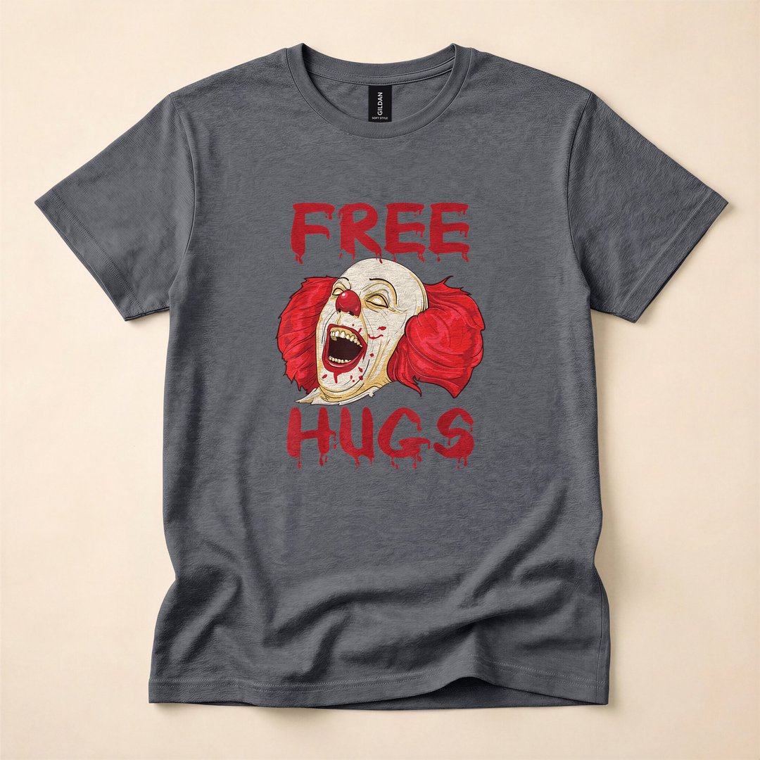 Free Hugs Scary Killer Clown Halloween Horror T-Shirt - photo 4