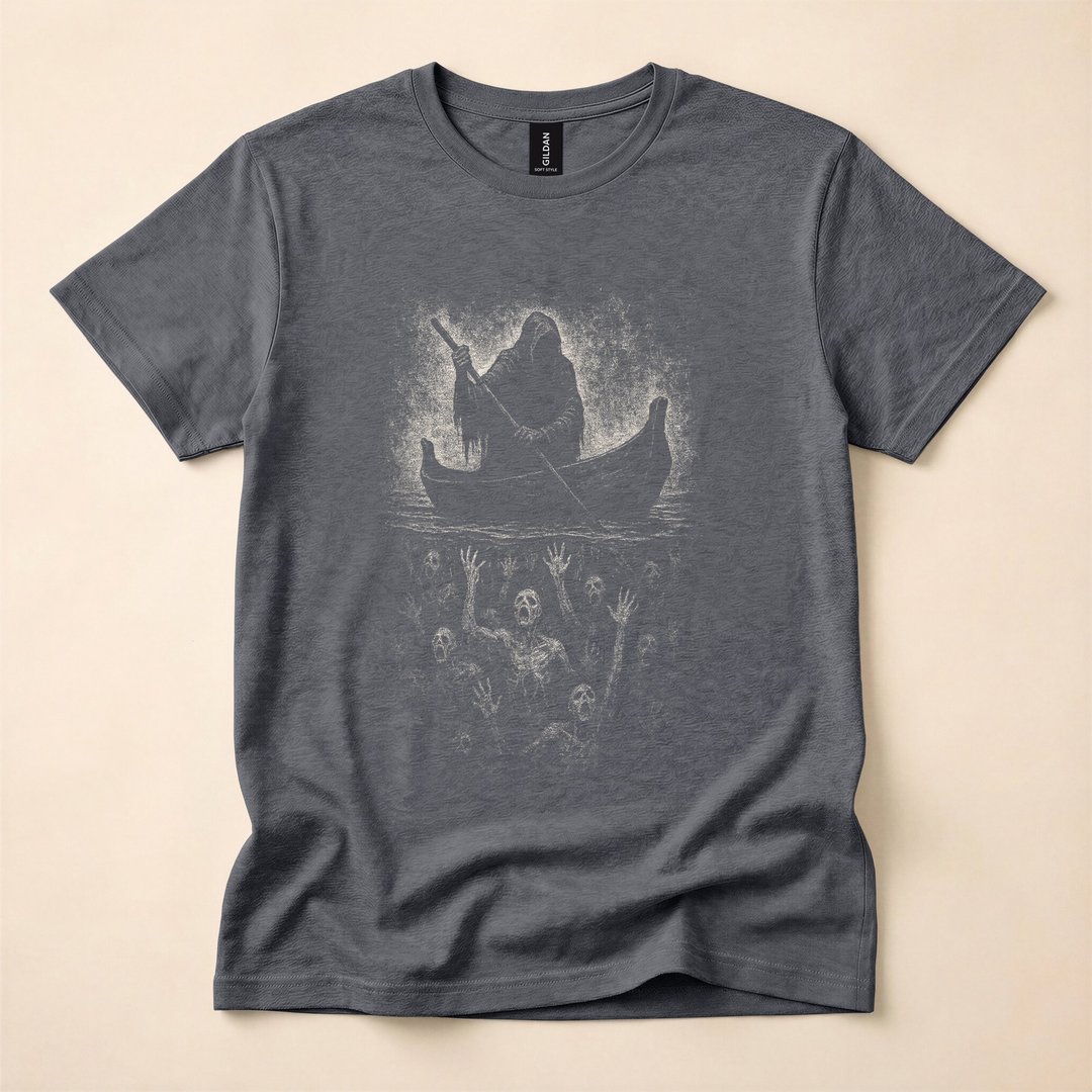 Charon Reaper Underworld Goth Horror Mythology T-Shirt - photo 4