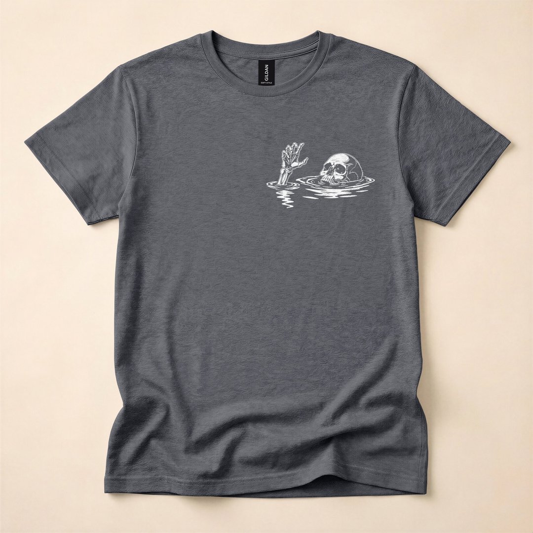 I'm Fine Drowning Skeleton Funny Two-Sided Halloween T-Shirt - photo 4