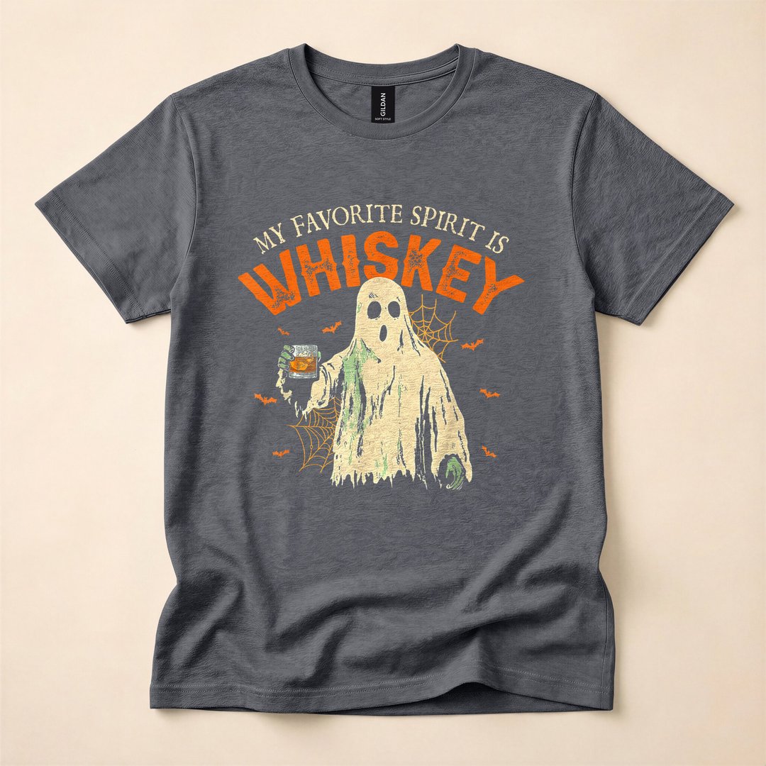 My Favorite Spirit Is Whiskey Funny Ghost Halloween T-Shirt - photo 4