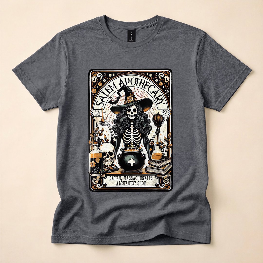 Vintage Salem Apothecary Witch Halloween T-Shirt - photo 4