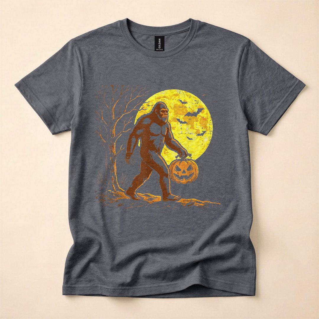 Bigfoot Pumpkin Moon Sasquatch Halloween Costume T-Shirt - photo 4