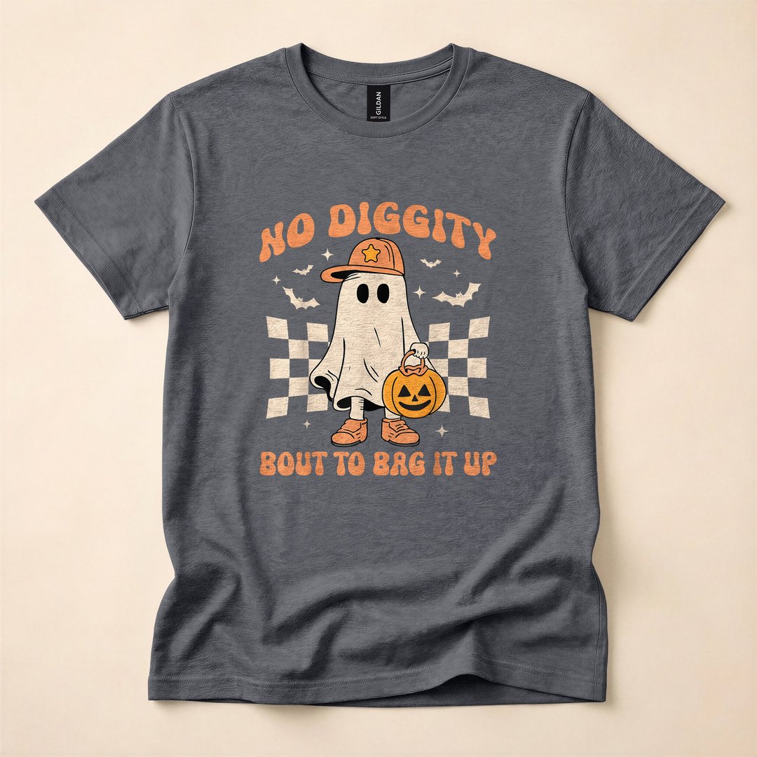 Boo Ghost No Diggity Funny Kids Halloween T-Shirt - photo 4