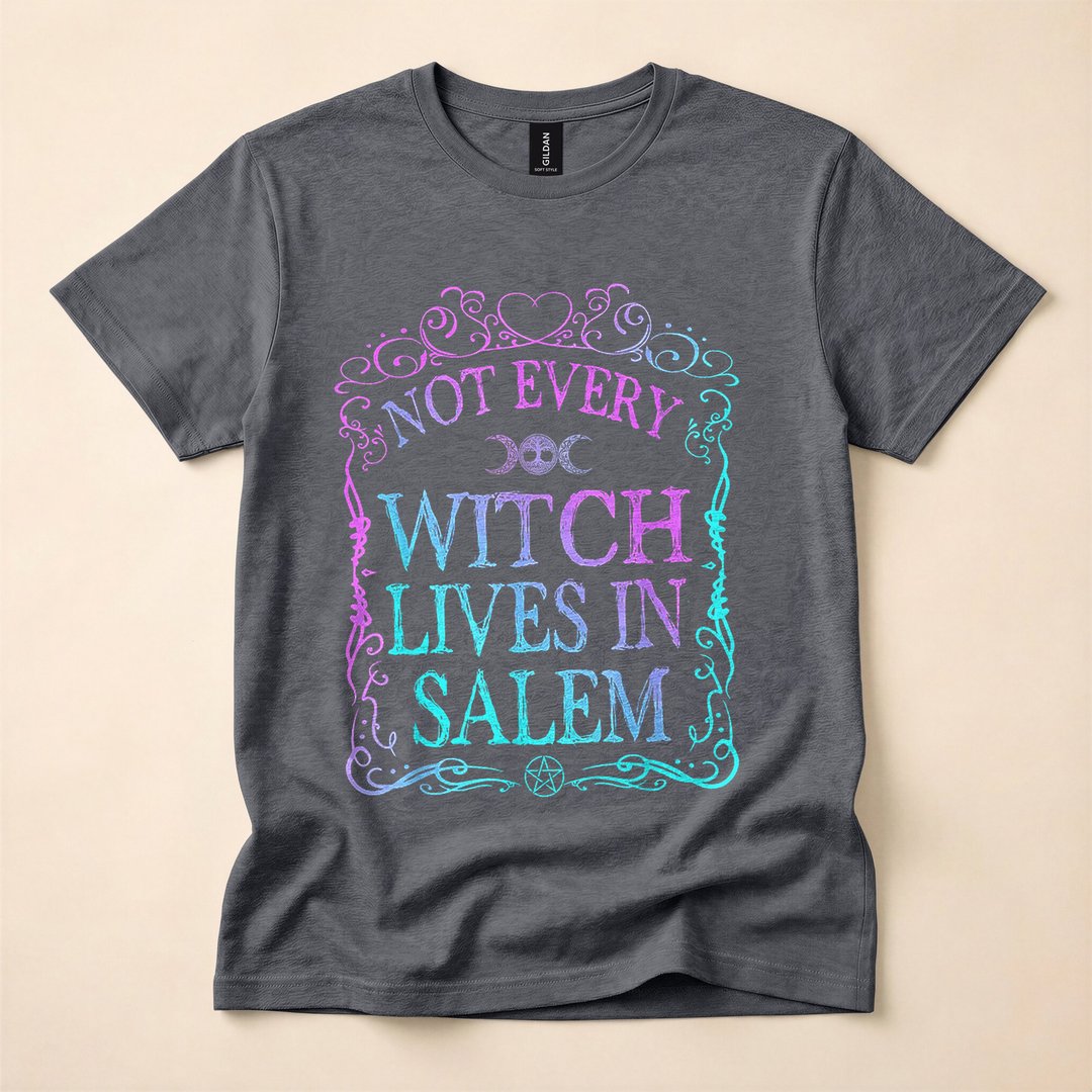 Not Every Witch Lives in Salem T-Shirt, Spooky Season Witchy Halloween Graphic Tee - photo 4