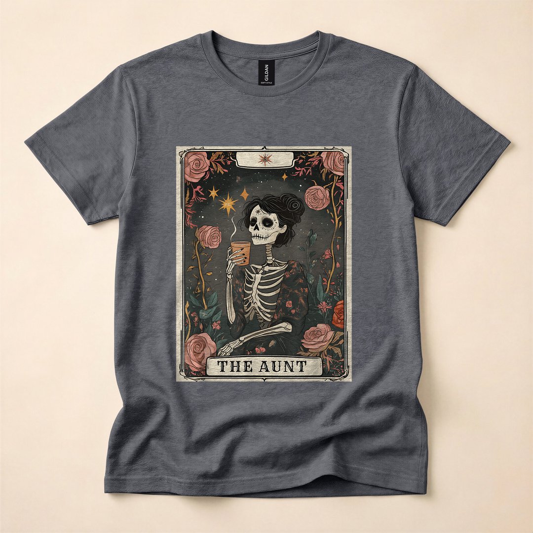 The Aunt Tarot Card Skeleton Coffee Lover T-Shirt - photo 4