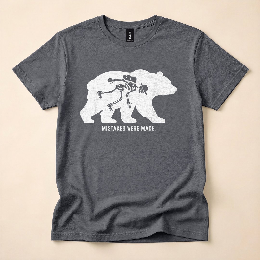 Mistakes Were Made Funny Skeleton Hiking T-Shirt - photo 4