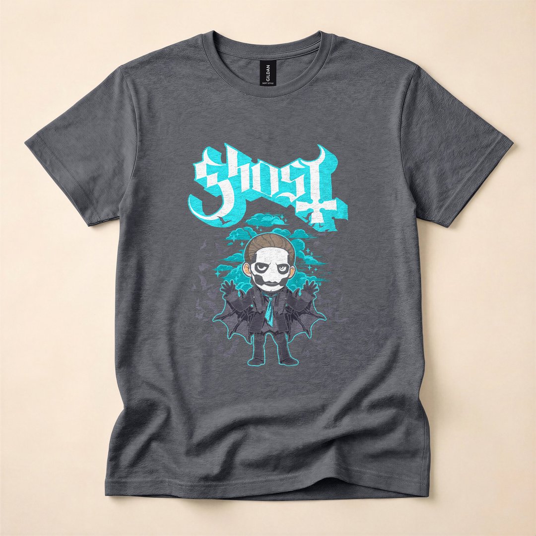 Cute Ghost in a Bat Costume Kawaii Halloween T-Shirt - photo 4