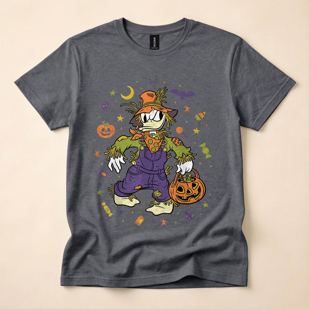 Donald Duck Scarecrow Trick-or-Treat Halloween Icons T-Shirt - photo 4