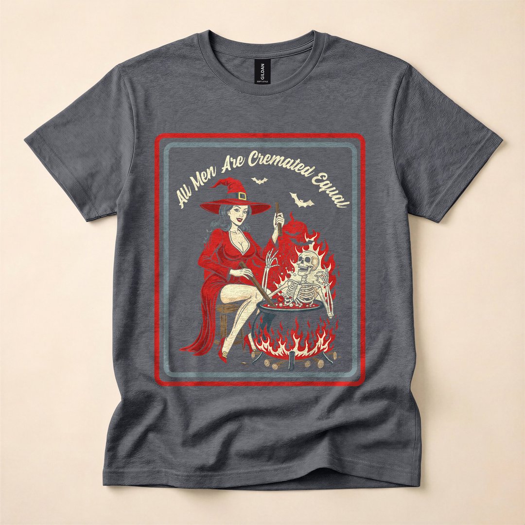 All Men Are Cremated Equal Vintage Horror Witch T-Shirt - photo 4