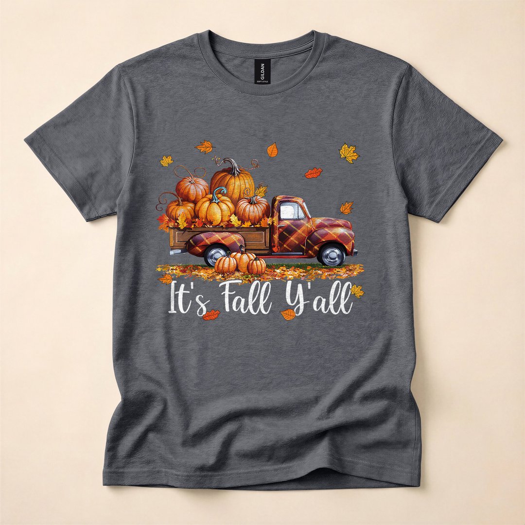 It's Fall Y'all Pumpkin Truck Autumn T-Shirt - photo 4