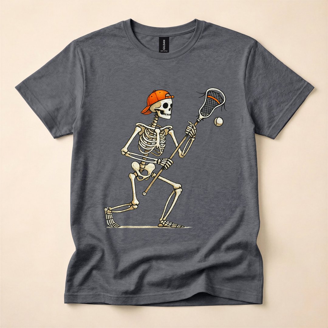 Skeleton Lacrosse Player Funny Halloween Costume T-Shirt - photo 4