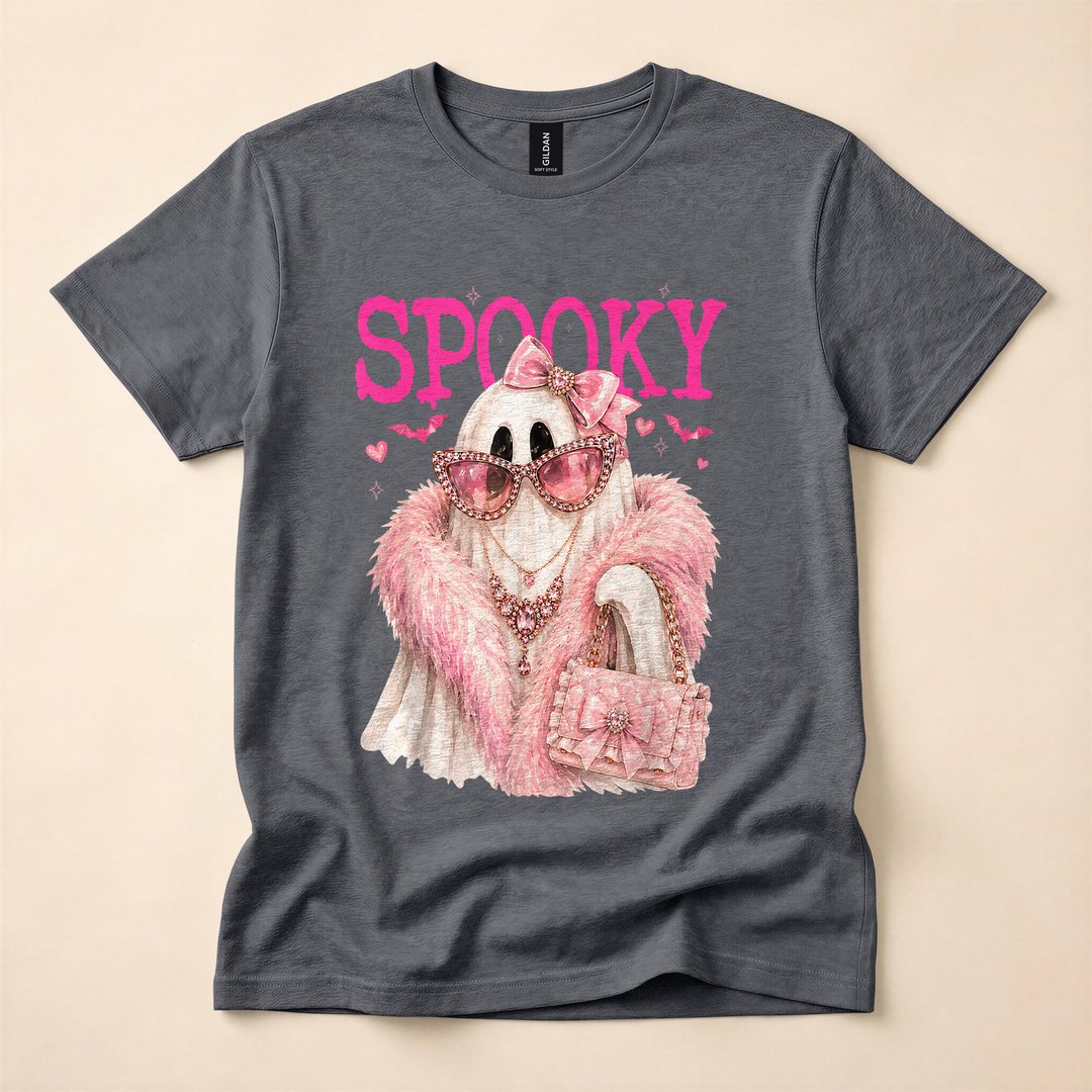 Glam Ghost Preppy Boujee Leopard Halloween Boo T-Shirt - photo 5
