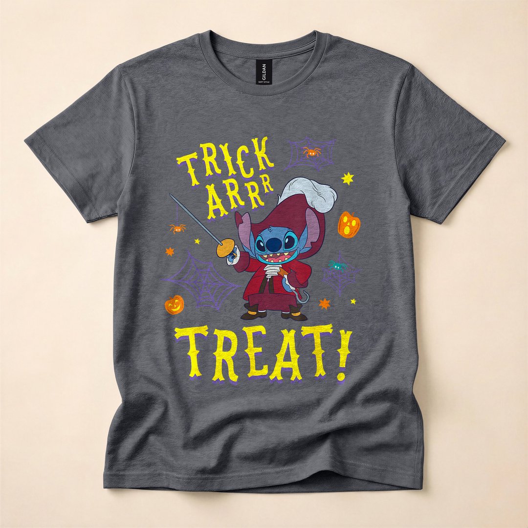 Stitch Captain Hook Trick ARR Treat Halloween T-Shirt - photo 4