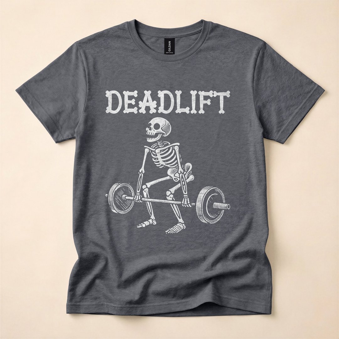 Deadlift Skeleton Funny Halloween Weightlifting T-Shirt - photo 4