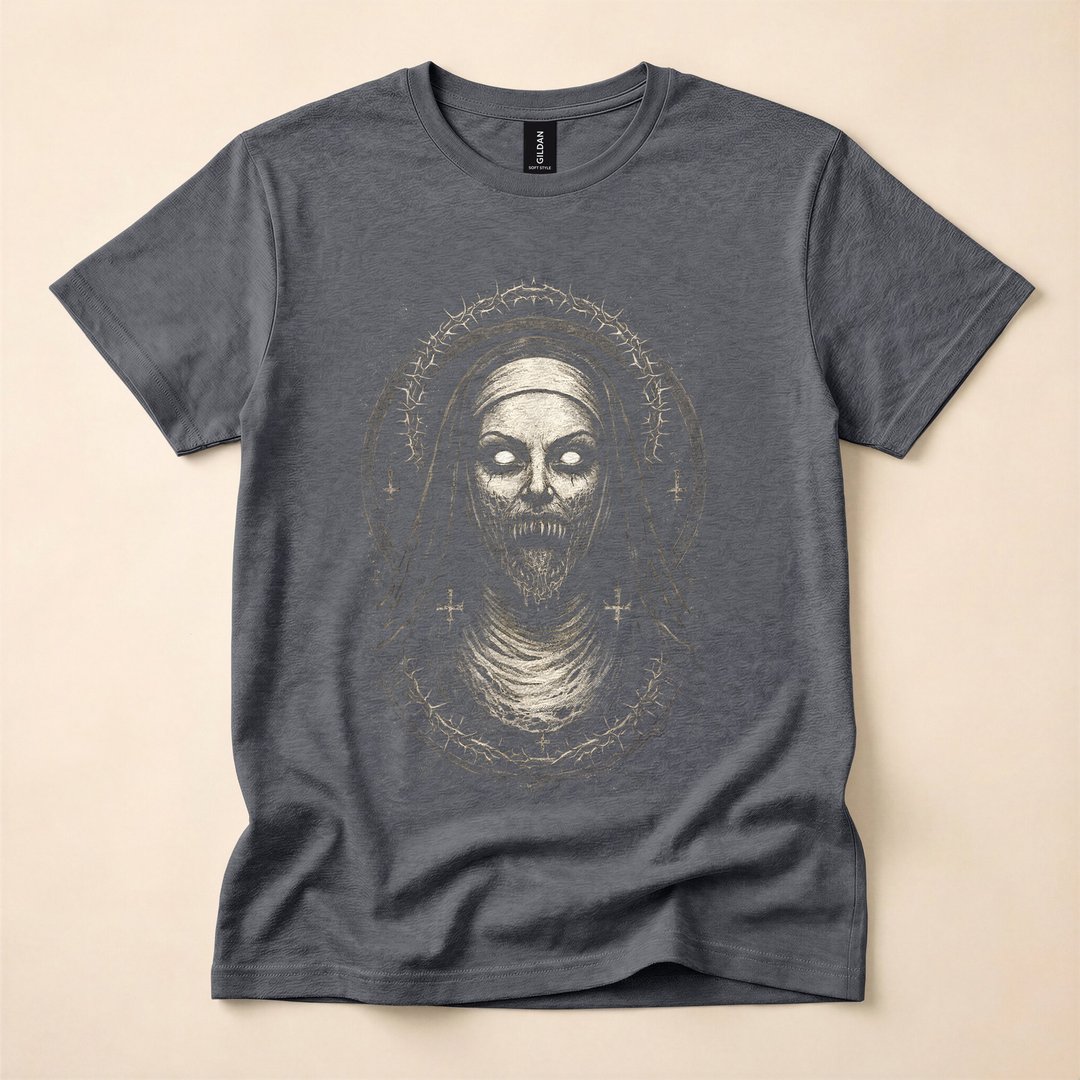 Creepy Dark Nun Gothic Horror Demon T-Shirt - photo 4