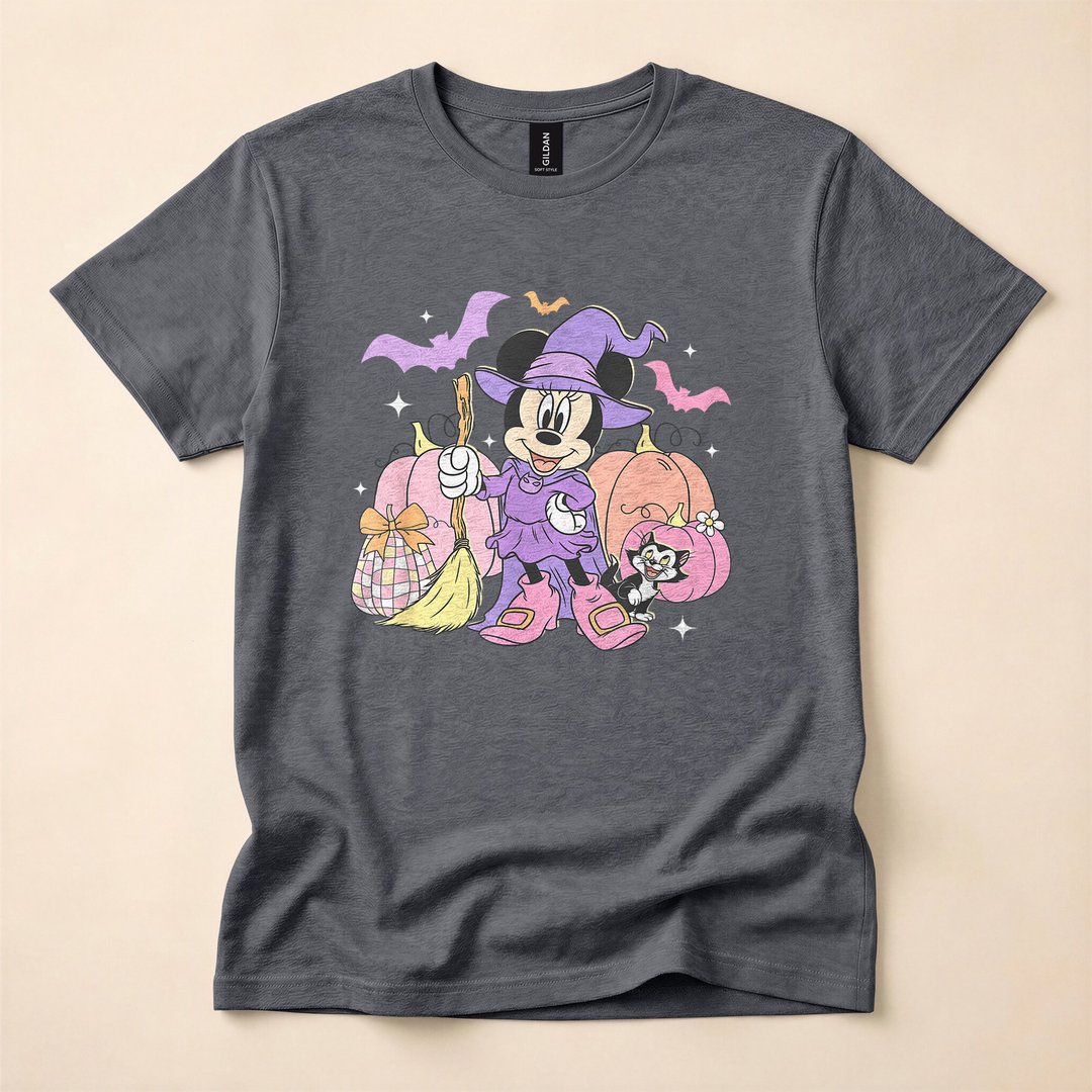 Disney Minnie Mouse Cute Purple Witch Halloween T-Shirt - photo 4