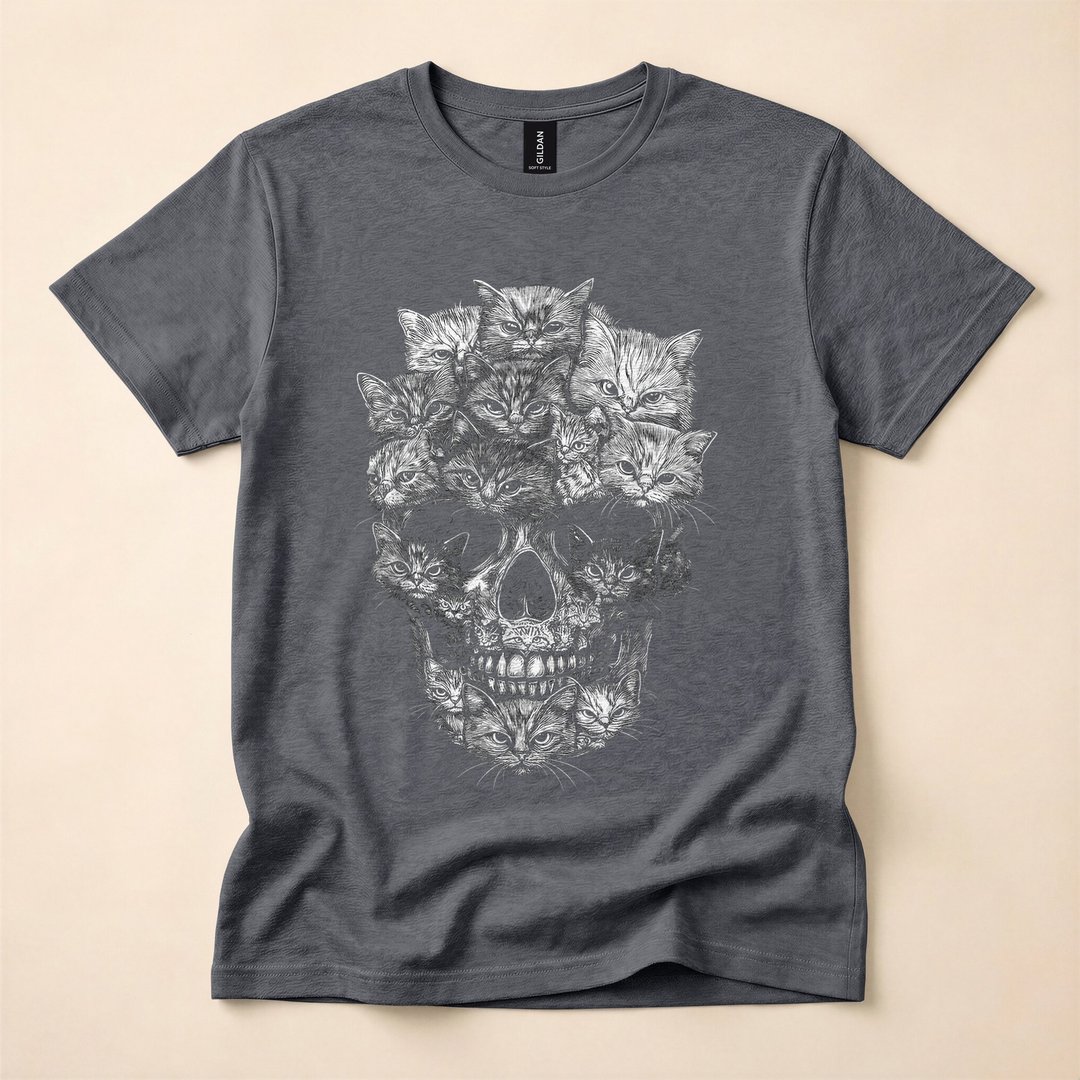 A Skull But It's Cats Kitty Skeleton Halloween T-Shirt - photo 4