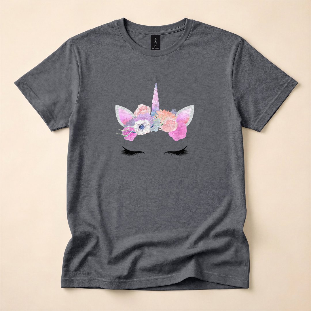 Pink Unicorn Halloween Costume Face Flowers T-Shirt - photo 5