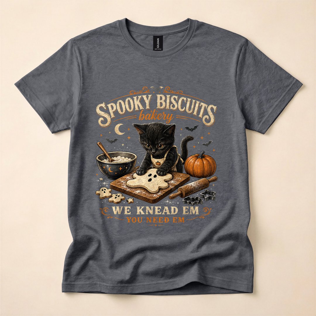 Spooky Biscuits Bakery Vintage Kitten Autumn T-Shirt - photo 4