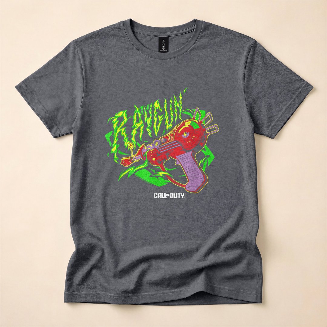 Call of Duty Zombies Raygun Neon Retro Logo T-Shirt - photo 4