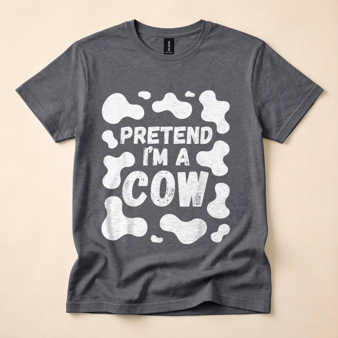 Pretend I'm a Cow Funny Last-Minute Halloween Costume T-Shirt - photo 4