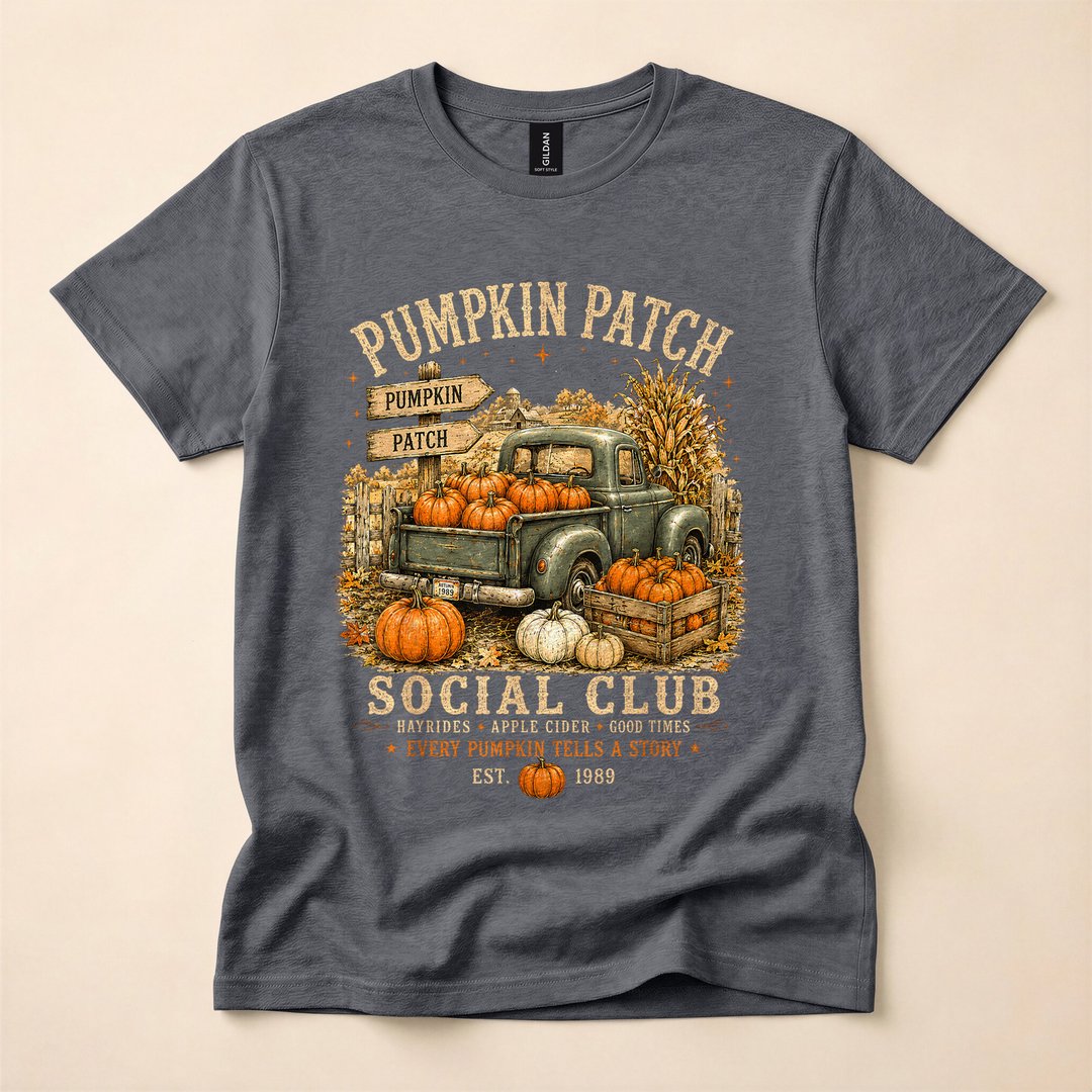 Retro Pumpkin Patch Social Club Fall Halloween T-Shirt - photo 4