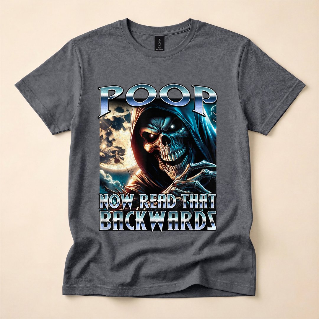 Now Read It Backwards Funny Skeleton Bootleg Meme T-Shirt - photo 4