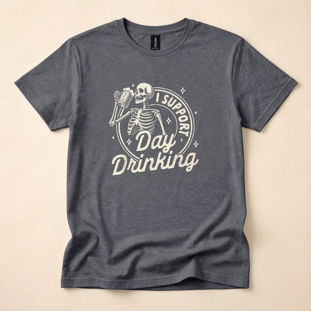 Skeleton Beer Lover I Support Day Drinking Funny T-Shirt - photo 4