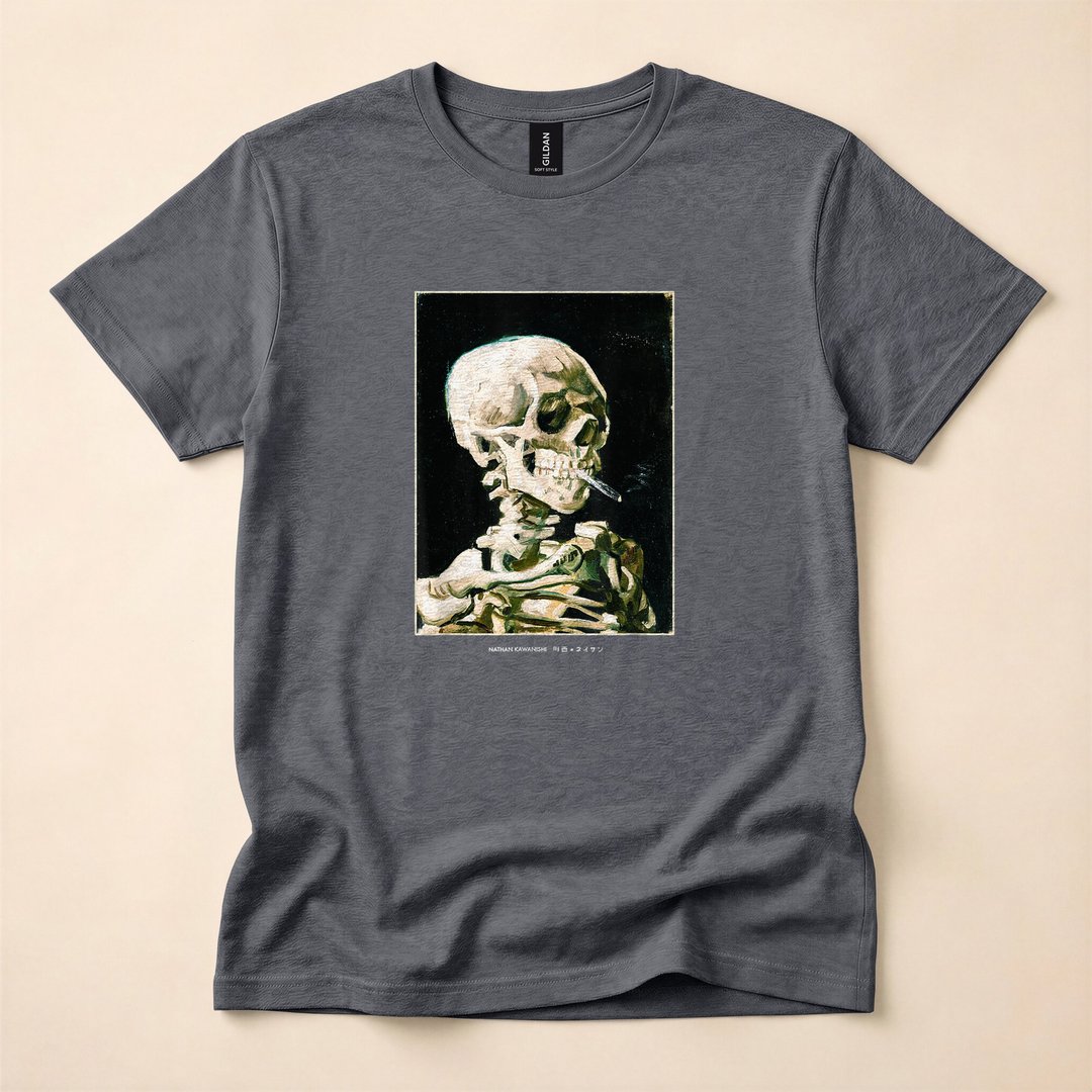 Van Gogh Skeleton Aesthetic Streetwear Halloween T-Shirt - photo 4