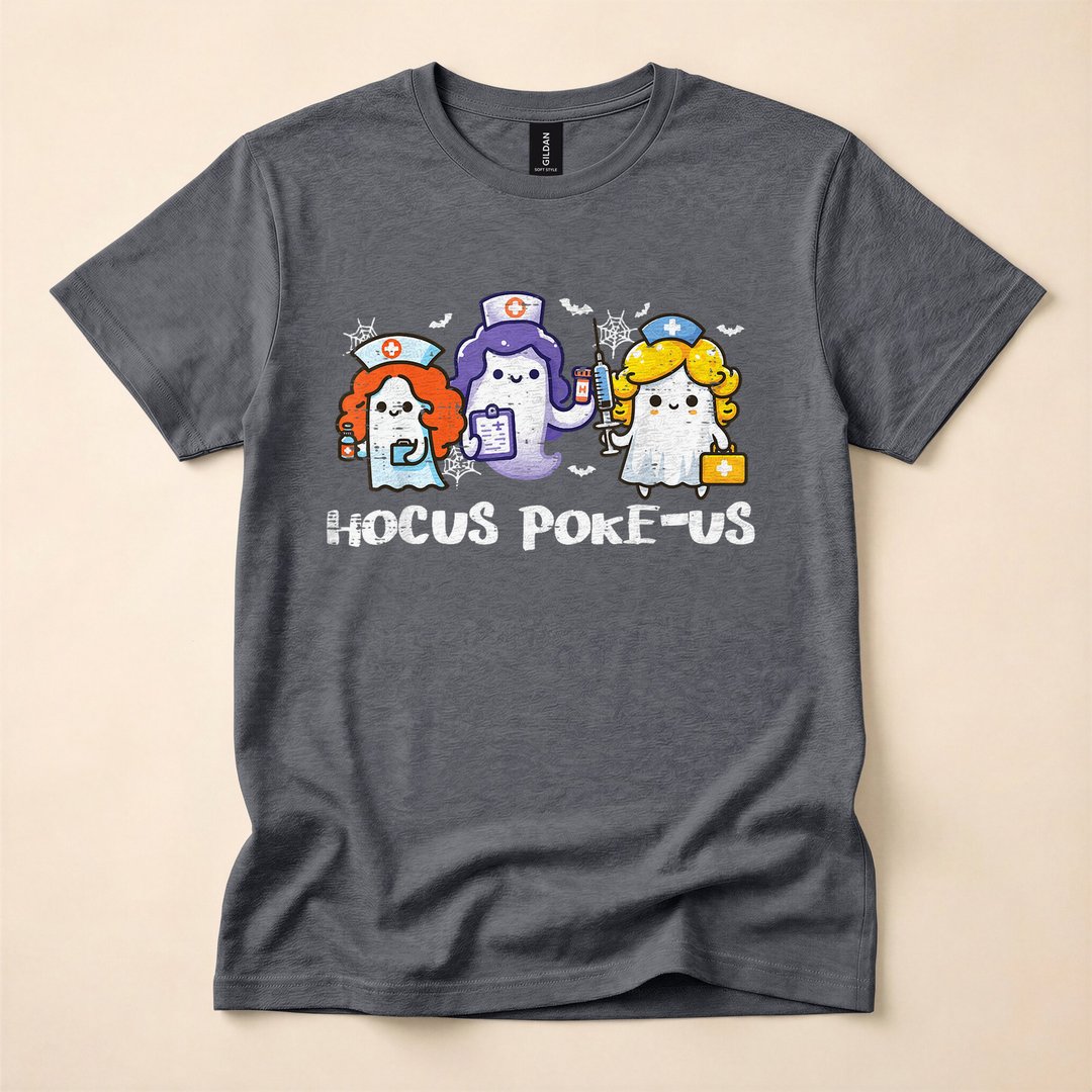 Hocus Poke Us Ghost Nurse Halloween Costume T-Shirt - photo 4