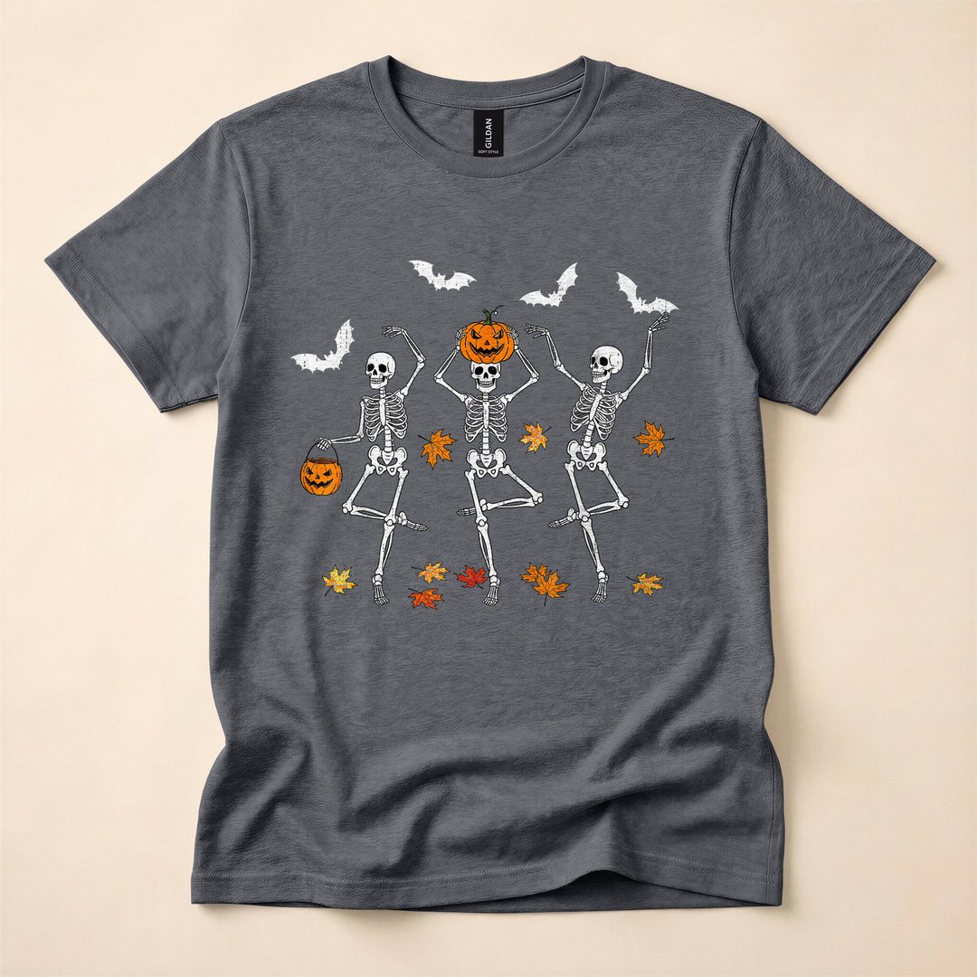 Spooky Dancing Skeletons Funny Fall Halloween T-Shirt - photo 4