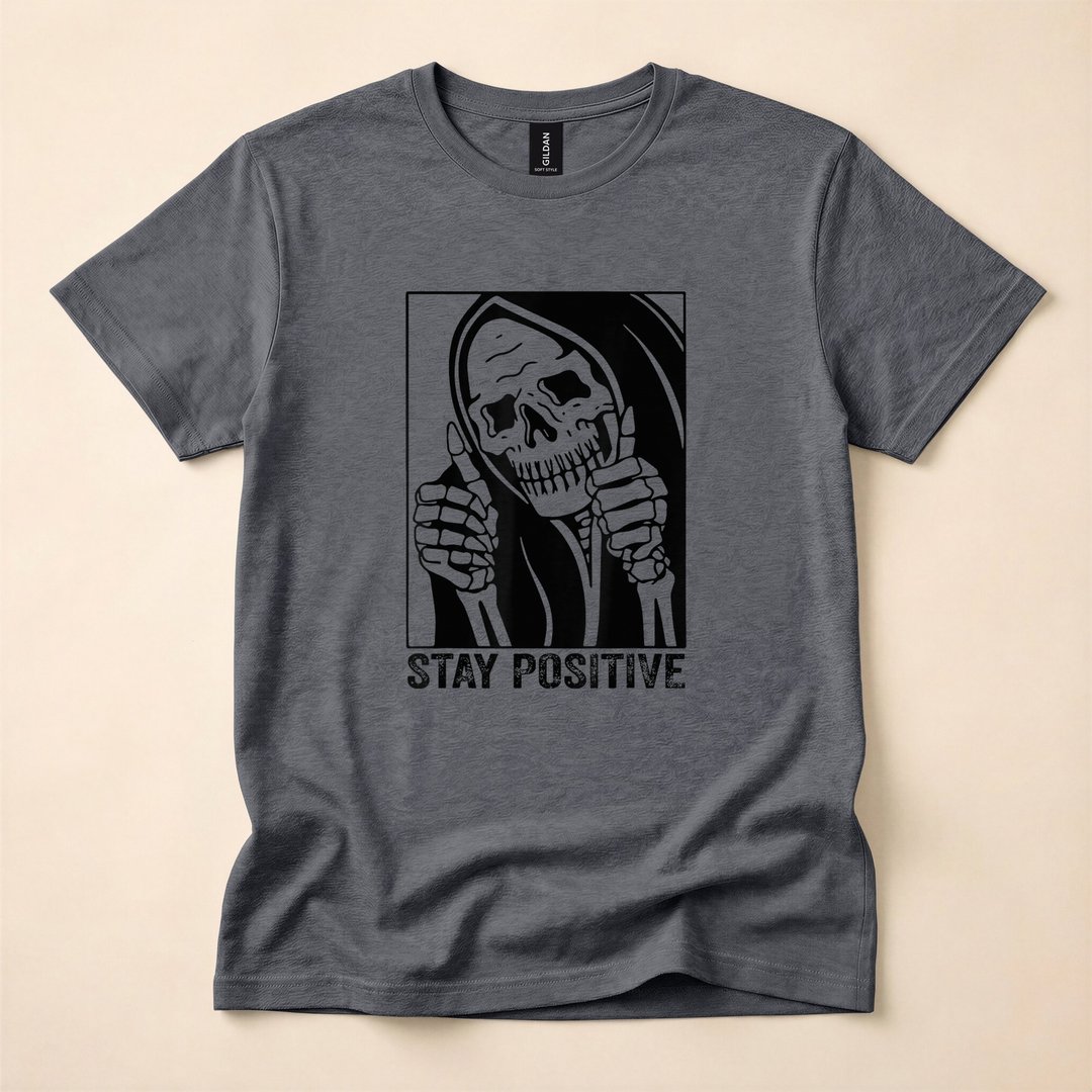 Stay Positive Funny Skull Skeleton Halloween T-Shirt - photo 5