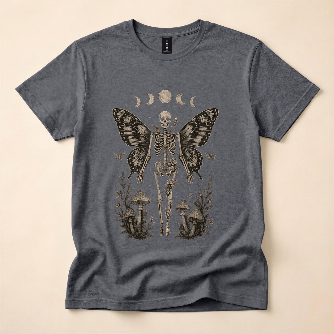 Y2K Grunge Fairycore Skeleton Emo Graphic T-Shirt - photo 5