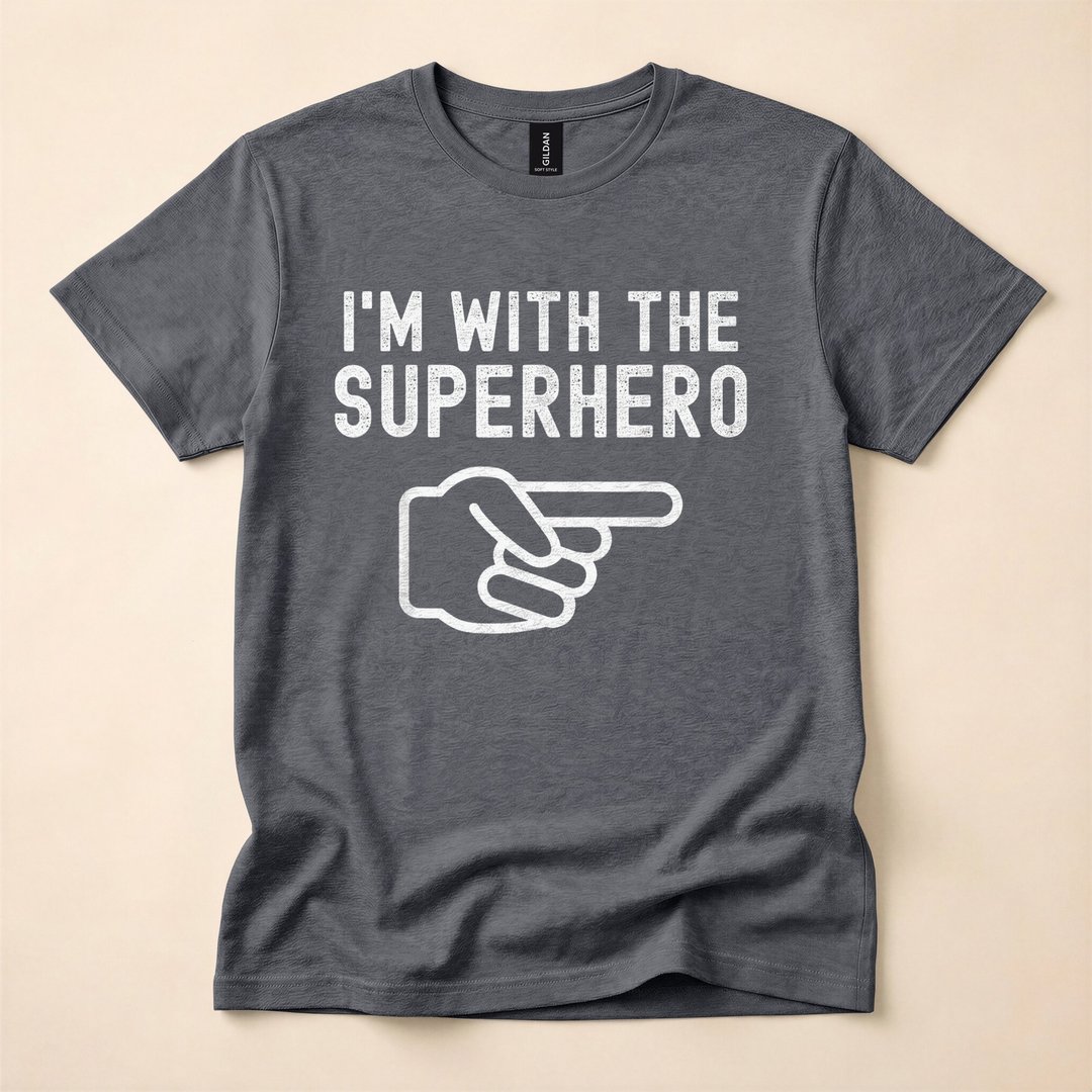 I'm With Superhero Funny Couples Halloween Costume T-Shirt - photo 4