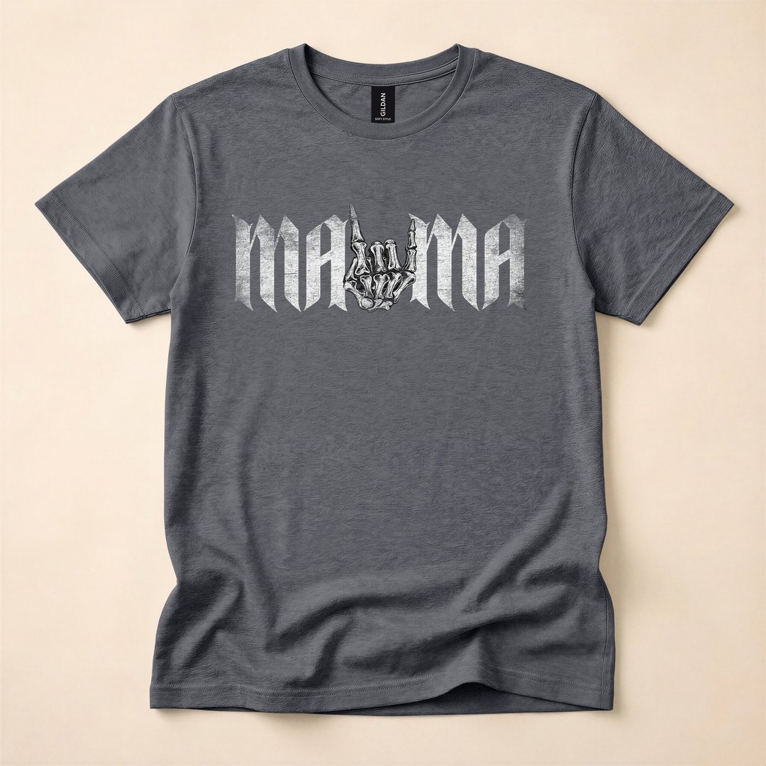 Mama Rock On Skeleton Hand Rock and Roll T-Shirt, Funny Halloween Gift for Mom - photo 4