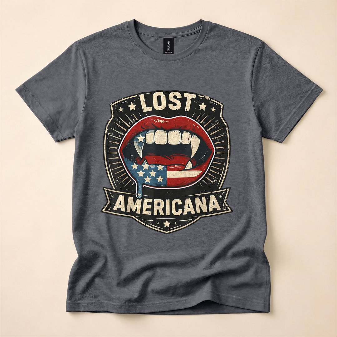 Lost Americana Vampire Retro Patriotic Halloween T-Shirt - photo 4