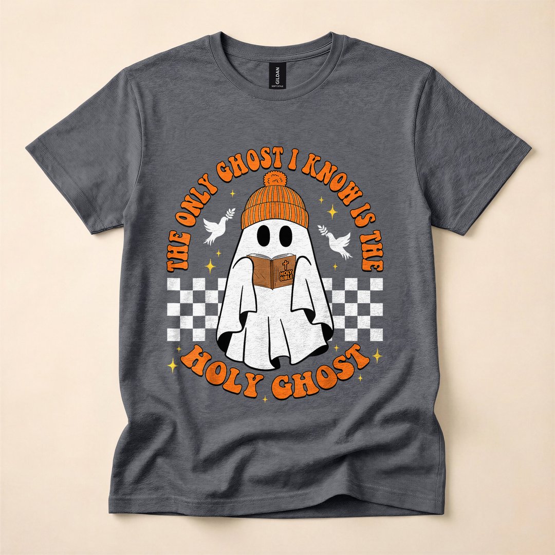 The Only Ghost I Know Is the Holy Ghost Halloween T-Shirt, Christian Spooky Season Graphic Tee - photo 4